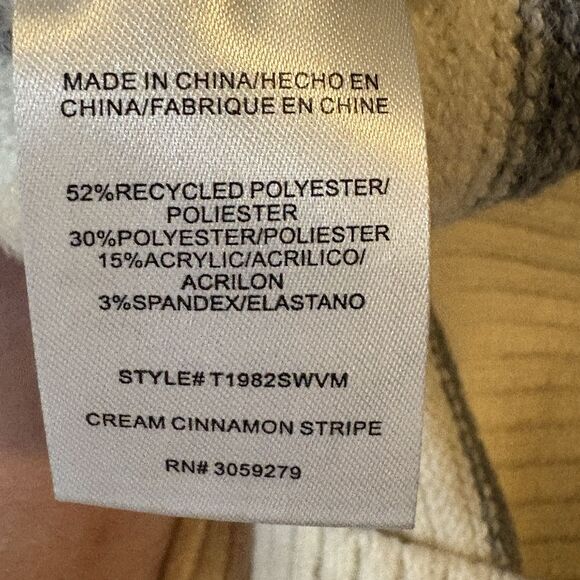 Thread & Supply Striped Sweater Womens M Cream Brown Gray Boxy NWT Coastal - Picture 7 of 11